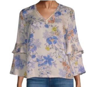 Nanette Lepore Bella Donna Floral Tiered Sleeve Blouse